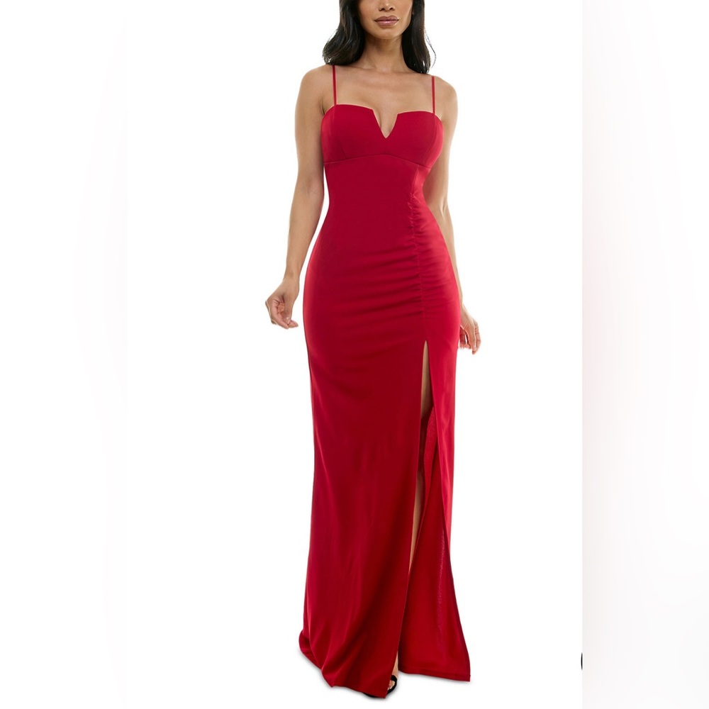 Red Front Slit Junior Gown Dress